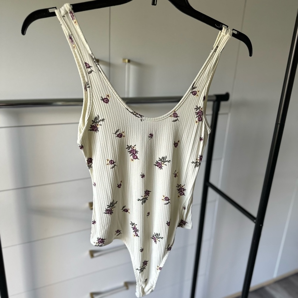 Tank top body suit, floral pattern, L